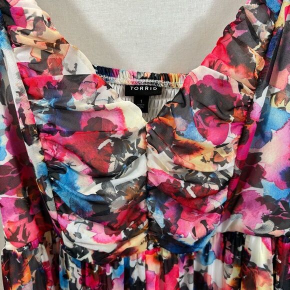 Ladies Torrid Floral Chiffon Maxi‎ Dress Fully Lined Torrid Size 1 Regular 1X - Picture 8 of 13
